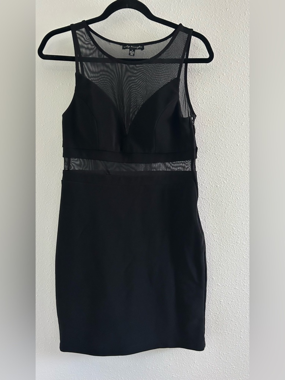 City Triangles Black Mesh Panel Bodycon Mini Dress